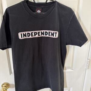 Independent Trucks BAR LOGO Skateboard T Shirt BLACK Size MEDIUM 19in X 26in